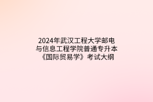 2024年武漢工程大學(xué)郵電與信息工程學(xué)院普通專升本《國際貿(mào)易學(xué)》考試大綱