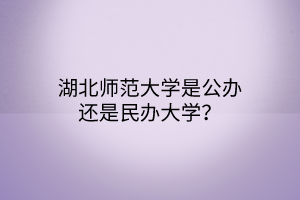 湖北師范大學(xué)是公辦還是民辦大學(xué)？