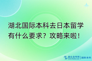 湖北國際本科去日本留學(xué)有什么要求？攻略來啦！