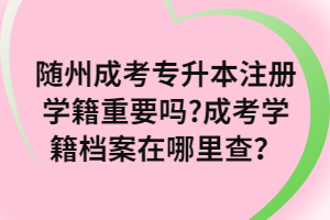 隨州成考專升本注冊(cè)學(xué)籍重要嗎?成考學(xué)籍檔案在哪里查？
