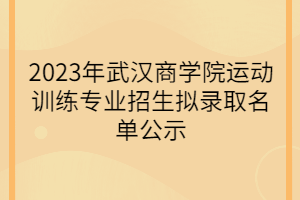 2023年武漢商學院運動訓練專業(yè)招生擬錄取名單公示