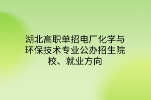 湖北高職單招電廠化學(xué)與環(huán)保技術(shù)專業(yè)公辦招生院校、就業(yè)方向