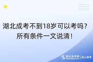 湖北成考不到18歲可以考嗎？所有條件一文說清！