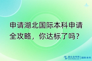 申請(qǐng)湖北國際本科申請(qǐng)全攻略，你達(dá)標(biāo)了嗎？