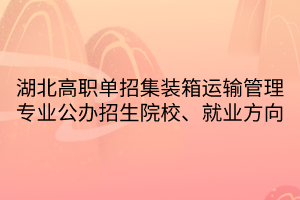 湖北高職單招集裝箱運(yùn)輸管理專業(yè)公辦招生院校、就業(yè)方向