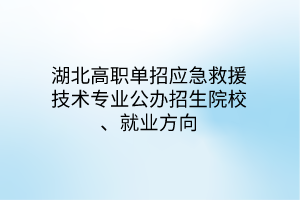 湖北高職單招應(yīng)急救援技術(shù)專業(yè)公辦招生院校、就業(yè)方向