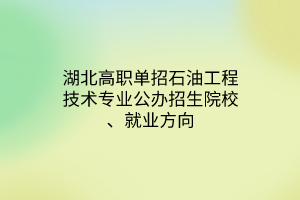 湖北高職單招石油工程技術(shù)專(zhuān)業(yè)公辦招生院校、就業(yè)方向