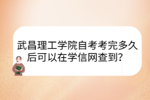 武昌理工學(xué)院自考考完多久后可以在學(xué)信網(wǎng)查到？
