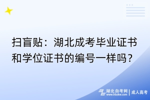 掃盲貼：湖北成考畢業(yè)證書和學(xué)位證書的編號一樣嗎？
