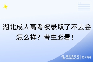湖北成人高考被錄取了不去會怎么樣？考生必看！