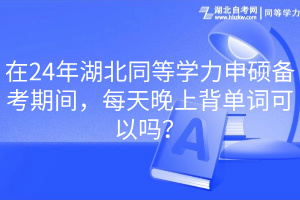 在24年湖北同等學力申碩備考期間，每天晚上背單詞可以嗎？