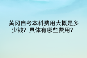 黃岡自考本科費(fèi)用大概是多少錢？具體有哪些費(fèi)用？