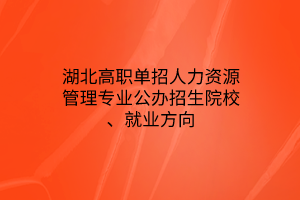 湖北高職單招人力資源管理專業(yè)公辦招生院校、就業(yè)方向