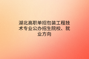 湖北高職單招包裝工程技術(shù)專業(yè)公辦招生院校、就業(yè)方向