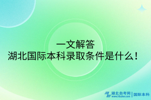 一文解答湖北國際本科的錄取條件是什么！