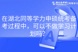 在湖北同等學(xué)力申碩統(tǒng)考備考過程中，可以不做學(xué)習(xí)計劃嗎？