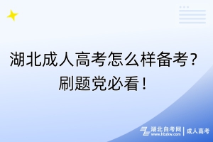 湖北成人高考怎么樣備考？刷題黨必看！