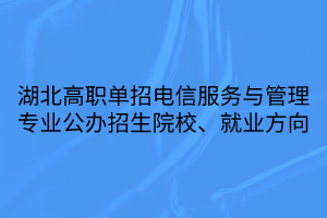 湖北高職單招電信服務(wù)與管理專業(yè)公辦招生院校、就業(yè)方向