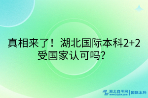 真相來了！湖北國際本科2+2受國家認(rèn)可嗎？