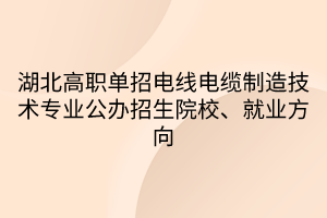 湖北高職單招電線電纜制造技術(shù)專(zhuān)業(yè)公辦招生院校、就業(yè)方向