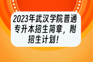 2023年武漢學(xué)院普通專升本招生簡(jiǎn)章，附招生計(jì)劃！