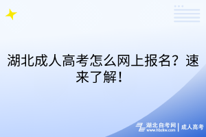 湖北成人高考怎么網(wǎng)上報(bào)名？速來(lái)了解！