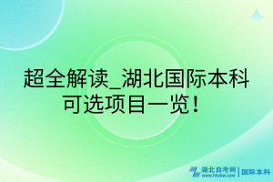 超全解讀_湖北國際本科可選項目一覽！