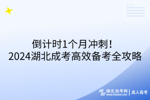 倒計時1個月沖刺！2024湖北成考高效備考全攻略