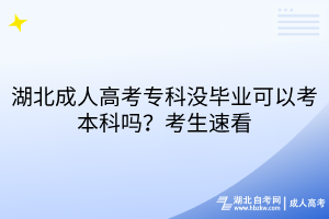 湖北成人高考?？茮]畢業(yè)可以考本科嗎？考生速看
