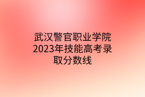 武漢警官職業(yè)學(xué)院2023年技能高考錄取分數(shù)線
