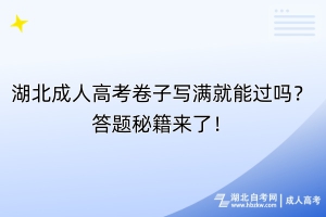 湖北成人高考卷子寫滿就能過嗎？答題秘籍來了！