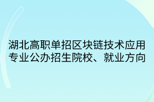 湖北高職單招區(qū)塊鏈技術(shù)應(yīng)用專業(yè)公辦招生院校、就業(yè)方向