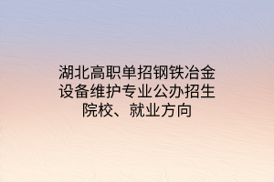 湖北高職單招鋼鐵冶金設(shè)備維護專業(yè)公辦招生院校、就業(yè)方向