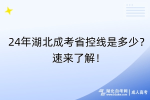 24年湖北成考省控線是多少？速來了解！