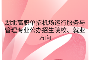 湖北高職單招機(jī)場(chǎng)運(yùn)行服務(wù)與管理專業(yè)公辦招生院校、就業(yè)方向