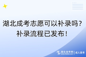 湖北成考志愿可以補錄嗎？補錄流程已發(fā)布！