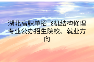 湖北高職單招飛機(jī)結(jié)構(gòu)修理專業(yè)公辦招生院校、就業(yè)方向