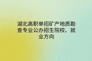 湖北高職單招礦產(chǎn)地質(zhì)勘查專(zhuān)業(yè)公辦招生院校、就業(yè)方向