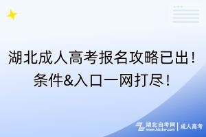 湖北成人高考報名攻略已出！條件&入口一網(wǎng)打盡！