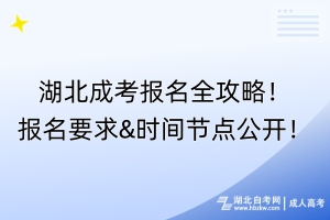 湖北成考報名全攻略！報名要求&時間節(jié)點公開！