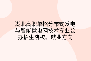 湖北高職單招分布式發(fā)電與智能微電網(wǎng)技術(shù)專業(yè)公辦招生院校、就業(yè)方向