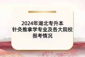2024年湖北專升本針灸推拿學專業(yè)及各大院校報考情況