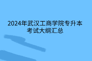 2024年武漢工商學院專升本考試大綱匯總
