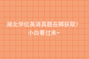 湖北學(xué)位英語真題在哪獲??？小白看過來~