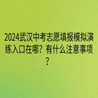 2024武漢中考志愿填報模擬演練入口在哪？有什么注意事項？