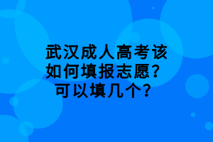 武漢成人高考該如何填報(bào)志愿？可以填幾個？