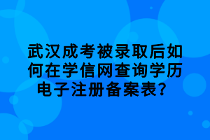 武漢成考被錄取后如何在學信網查詢學歷電子注冊備案表？