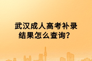 武漢成人高考補(bǔ)錄結(jié)果怎么查詢？