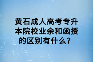 黃石成人高考專升本院校業(yè)余和函授的區(qū)別有什么？