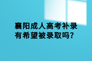 襄陽成人高考補(bǔ)錄有希望被錄取嗎？
